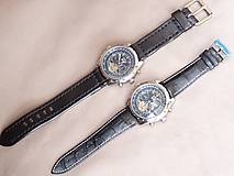 Náramky - Čierny kožený remienok na hodinky - 6875078_
