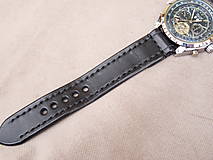 Náramky - Čierny kožený remienok na hodinky - 6875081_