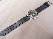 Náramky - Čierny kožený remienok na hodinky - 6875083_