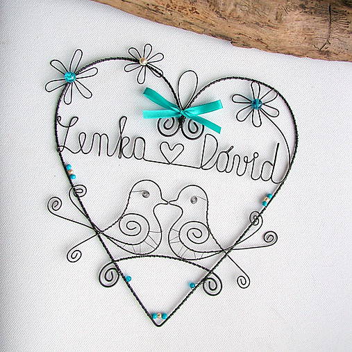 Dekorácie - mladomanželom ❤ v tyrkyse - 6878011_