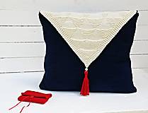 Úžitkový textil - Pletený námornícky vankúš - 6882627_