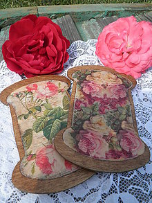 Dekorácie - Vintage dřevěná špulka plochá Růže - 6885557_