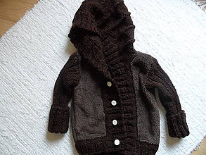 Detské oblečenie - kombinovaný svetrík s kapucňou - 6888621_