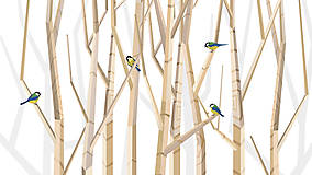 Obrazy - Veľký les a sýkorky - na výšku (formát 100 x 50 cm - plátno natiahnuté na slepom ráme) - 6887680_