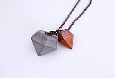 Náhrdelníky - Betónové diamanty s medenou - 6891608_