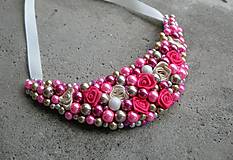 Náhrdelníky - FOR YOU perlový náhrdelník (neon pink and cream roses - náhrdelník č.504) - 6891060_
