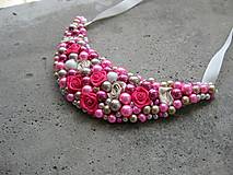Náhrdelníky - FOR YOU perlový náhrdelník (neon pink and cream roses - náhrdelník č.504) - 6891064_