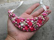 Náhrdelníky - FOR YOU perlový náhrdelník (neon pink and cream roses - náhrdelník č.504) - 6891068_