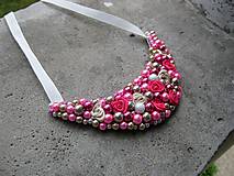 Náhrdelníky - FOR YOU perlový náhrdelník (neon pink and cream roses - náhrdelník č.504) - 6891069_