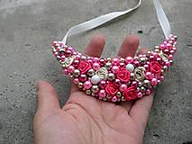Náhrdelníky - FOR YOU perlový náhrdelník (neon pink and cream roses - náhrdelník č.504) - 6891070_