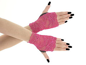 Rukavice - Dámské čipkové růžové rukavice 018B - 6901160_