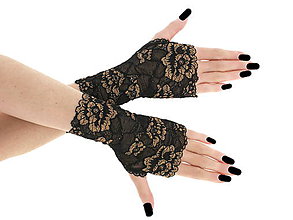 Rukavice - Dámské čipkové čierné rukavice 018G - 6901193_