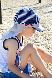 Detské čiapky - Navy šiltovka s plachtičkou proti slnku - 6899060_