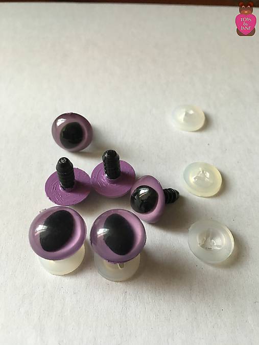 Komponenty - Bezpečnostné oči (pár) - fialové mačacie 14mm - 6907739_