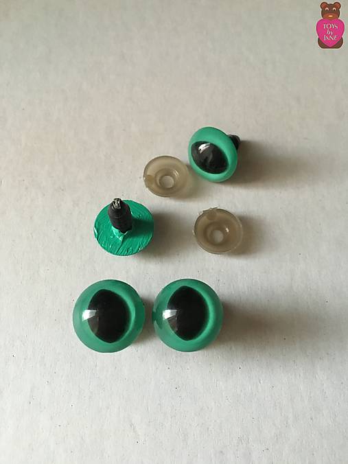 Komponenty - Bezpečnostné oči (pár) - svetlozelené mačacie 14mm - 6907741_