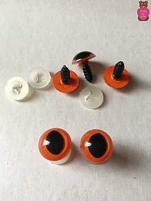 Komponenty - Bezpečnostné oči (pár) - oranžové mačacie 14mm - 6907740_