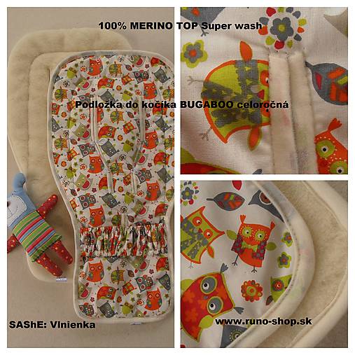 Detský textil - Sovičková podložka/ vložka  MERINO do Bugaboo celoročná  - 6909866_