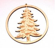 guľa so stromčekom - drevená vianočná ozdoba