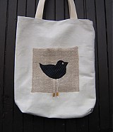 Veľké tašky - ľanový vtáčik - 105239