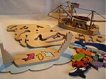 Hračky - Rybárska loď - drevená skladačka pre deti - 1137281