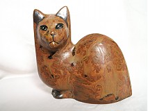 Dekorácie - mačka hnedá zemitá fľakatá "mimikry" - 1244966