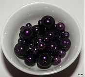 Voskované perly MIX4-12mm (fial.veľmi tmavá)