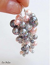 Náušnice - Sivo-ružové perličky - 1407656