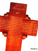 Dekorácie - Svadobný krížik štvorsrdiečkový - Poďakovanie rodičom - tmavý - cena za 1 ks - 1463894