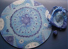  - Modrá súprava, hodváb : Mandala 30 cm, vrecúško, lapis lazuli  - 1613413