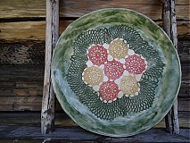 Nádoby - Tanier Kvety zelená 25cm - 1726257