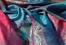 Šatky - Večernice - malovaný hedvábný šátek - 1786020