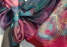 Šatky - Večernice - malovaný hedvábný šátek - 1786023