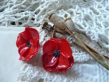 Náušnice - červené náušnice kvety-taká maková - 1804606