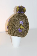 Čiapky, čelenky, klobúky - zelená s fialovými kvetmi - 1862370