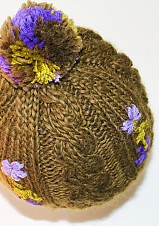 Čiapky, čelenky, klobúky - zelená s fialovými kvetmi - 1862371