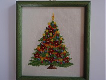 Dekorácie - Vyšívaný vianočný stromček - 2056695