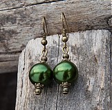 Náušnice - Zelené perličky - 2098735