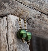Náušnice - Zelené perličky - 2098738