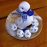 Dekorácie - Velikonoční dekorace - kachna s vajíčky - 2114893