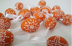 Dekorácie - KRASLICE /slepačie maľované vajíčka/ - tmavá orange - 2117526