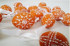 Dekorácie - KRASLICE /slepačie maľované vajíčka/ - tmavá orange - 2117530