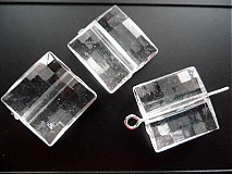 Korálky - Plast fazet 16x16mm transp-1ks - 2150616