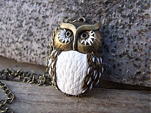 Náhrdelníky - B052 náhrdelník Owl biela - 2339111