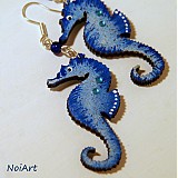 Náušnice - morský koník modrý - 2464603