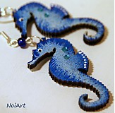 Náušnice - morský koník modrý - 2464604