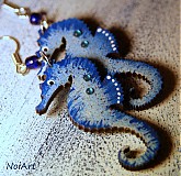 Náušnice - morský koník modrý - 2464606