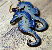 Náušnice - morský koník modrý - 2464607