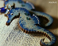 Náušnice - morský koník modrý - 2464608