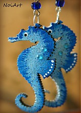 Náušnice - morský koník modrý - 2465802