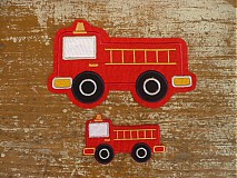 Materiál ručne robený - fire truck( aplikácia- našivka) malá - 2477324
